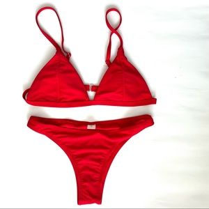 Swim Swimwear Bikini V-bar Top Cheeky Brazilian High Leg Bottom